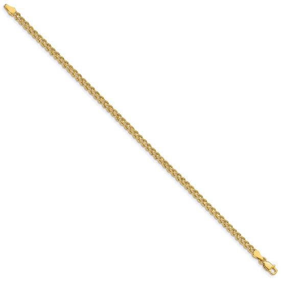 14k 3.0mm Wide Double Strand Rope 7 inch Bracelet