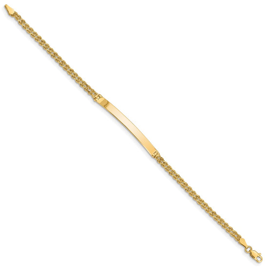 14k Polished Solid Chain/Solid Plate Two-Strand Rope 41x5mm Plate 8 inch ID Bracelet