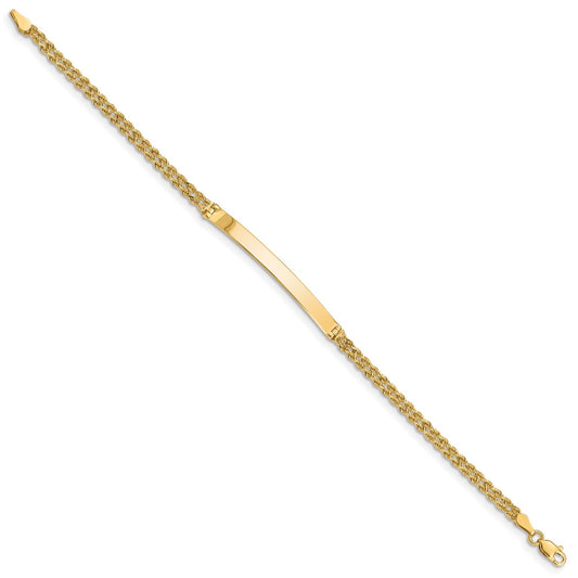 14k Polished Solid Chain/Solid Plate Two-Strand Rope 41x5mm Plate 8 inch ID Bracelet