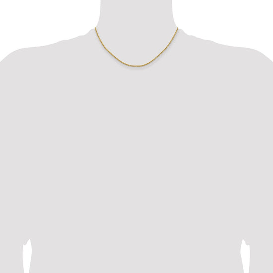 14k 1.8mm Lightweight D/C Rope with Lobster Clasp Chain
