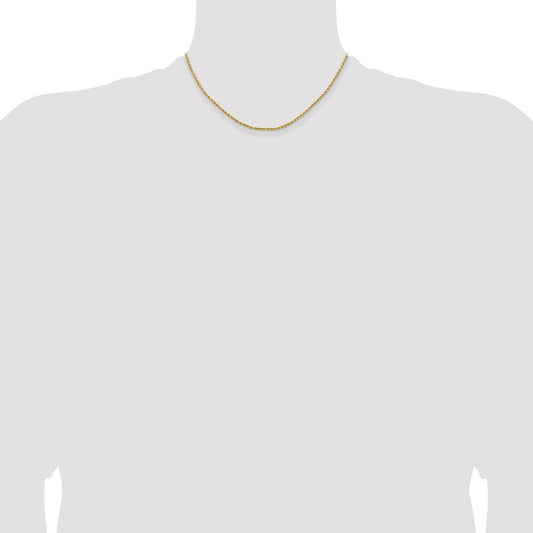 14k 1.8mm Lightweight D/C Rope with Lobster Clasp Chain