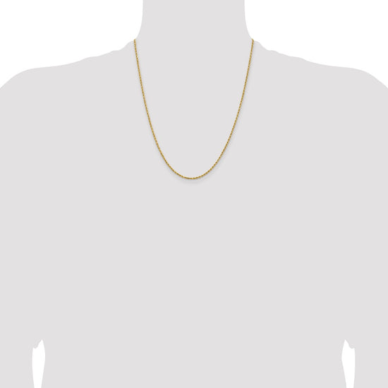 14k 1.8mm Lightweight D/C Rope with Lobster Clasp Chain