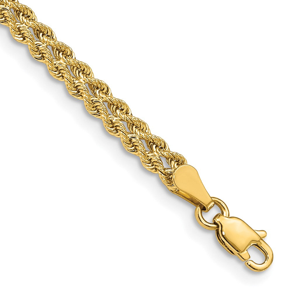 14k 3.75mm Wide Double Strand Rope 7 inch Bracelet
