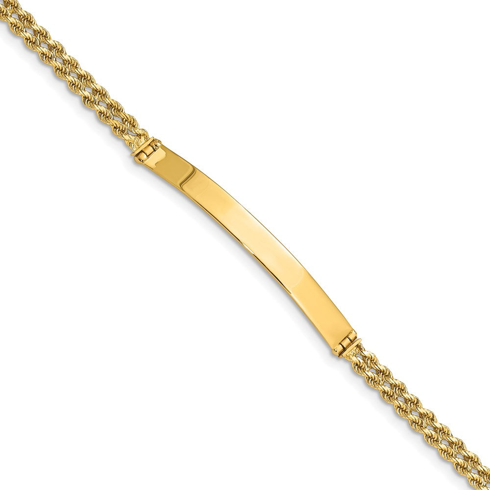 Two Strand With Ropes 14k Polished Solid Chain/Solid Plate Two-Strand Rope 41x5mm Plate 8 ...