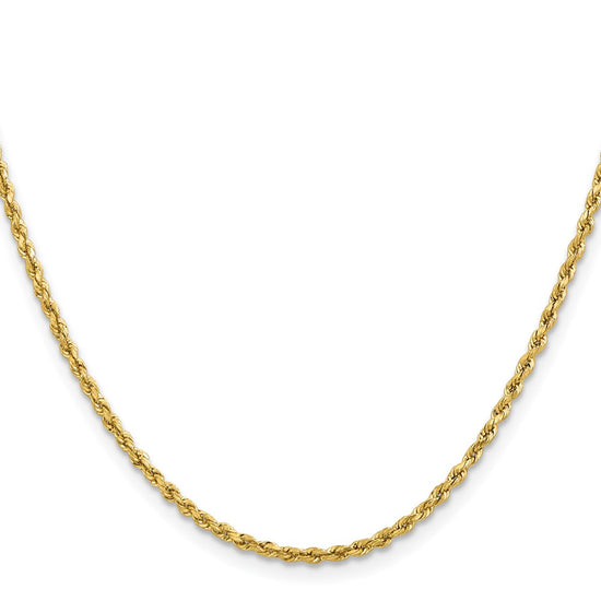 14k 2mm Lightweight D/C Rope with Lobster Clasp Chain