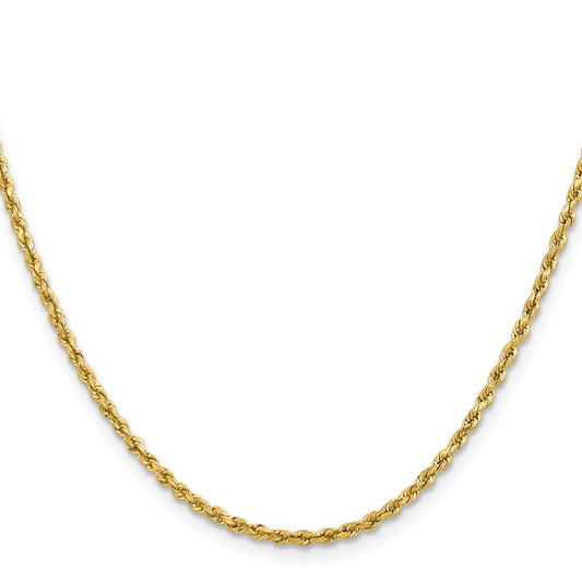 14k 2mm Lightweight D/C Rope with Lobster Clasp Chain