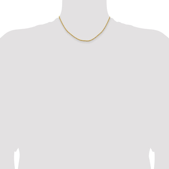 14k 2mm Lightweight D/C Rope with Lobster Clasp Chain