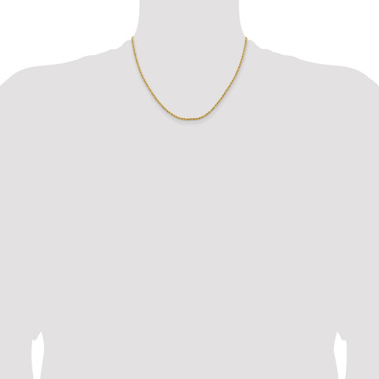 14k 2mm Lightweight D/C Rope with Lobster Clasp Chain