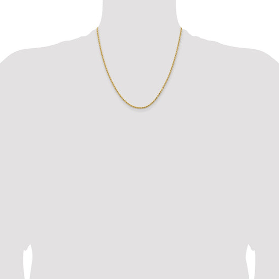 14k 2mm Lightweight D/C Rope with Lobster Clasp Chain
