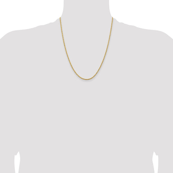 14k 2mm Lightweight D/C Rope with Lobster Clasp Chain