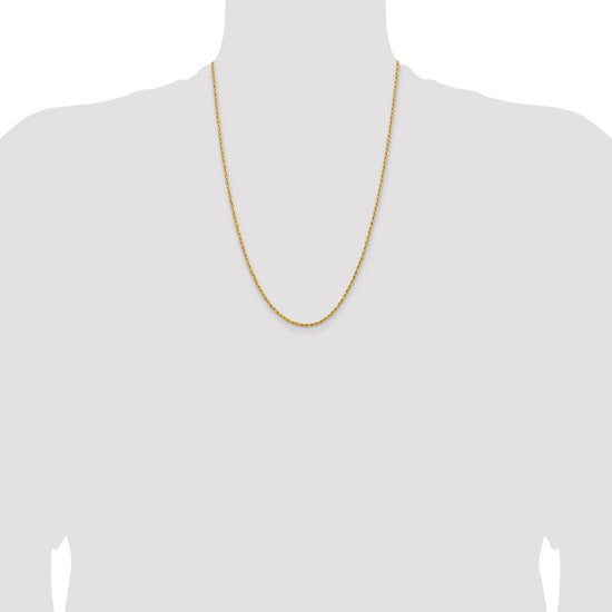 14k 2mm Lightweight D/C Rope with Lobster Clasp Chain