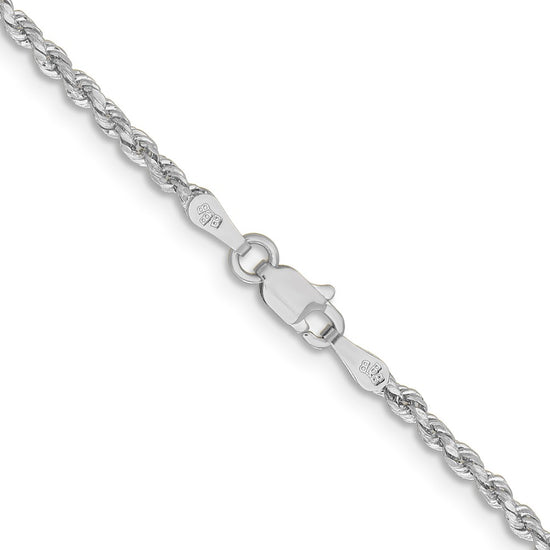 14k White Gold 2mm Lightweight D/C Rope with Lobster Clasp Chain