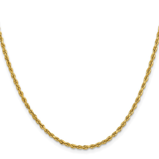 14k 2.3mm Lightweight D/C Rope with Lobster Clasp Chain