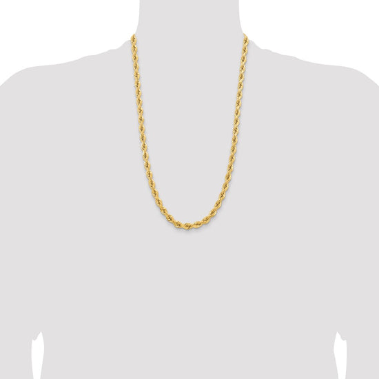 Gold (10K & 14K) Diamond-Cut Rope Chain — 6.5 mm