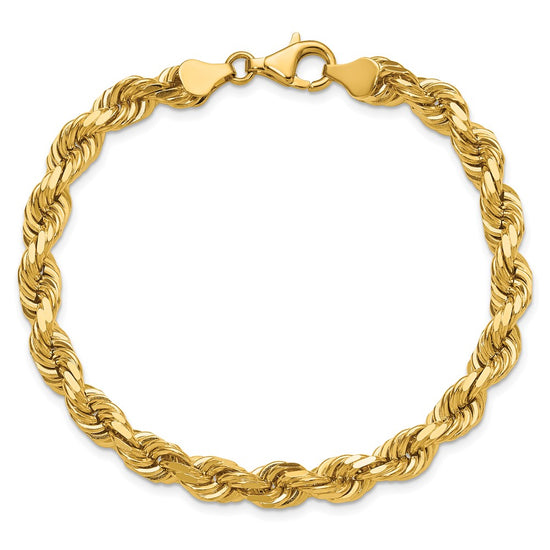 Gold (10K & 14K) Diamond-Cut Rope Chain — 6.5 mm