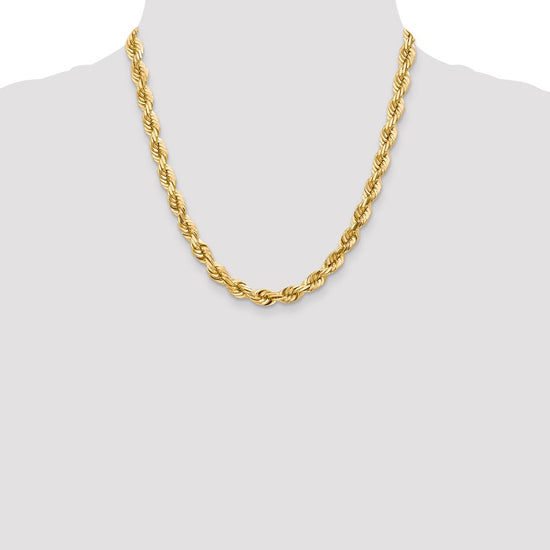 Gold (10K & 14K) Diamond-Cut Rope Chain — 7 mm
