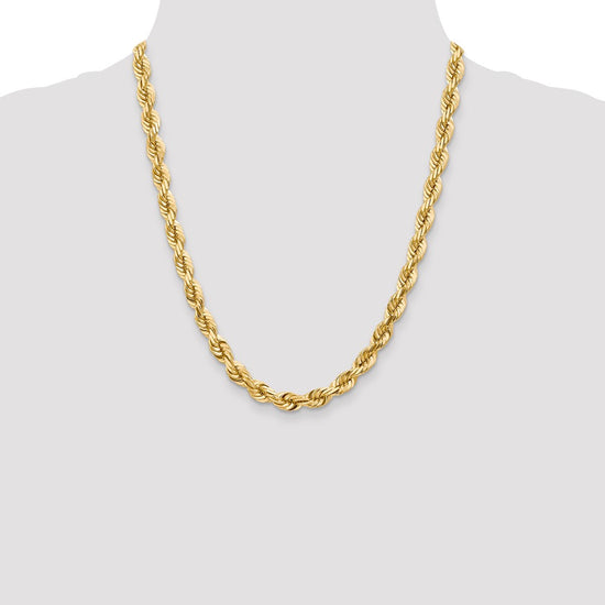 Gold (10K & 14K) Diamond-Cut Rope Chain — 7 mm