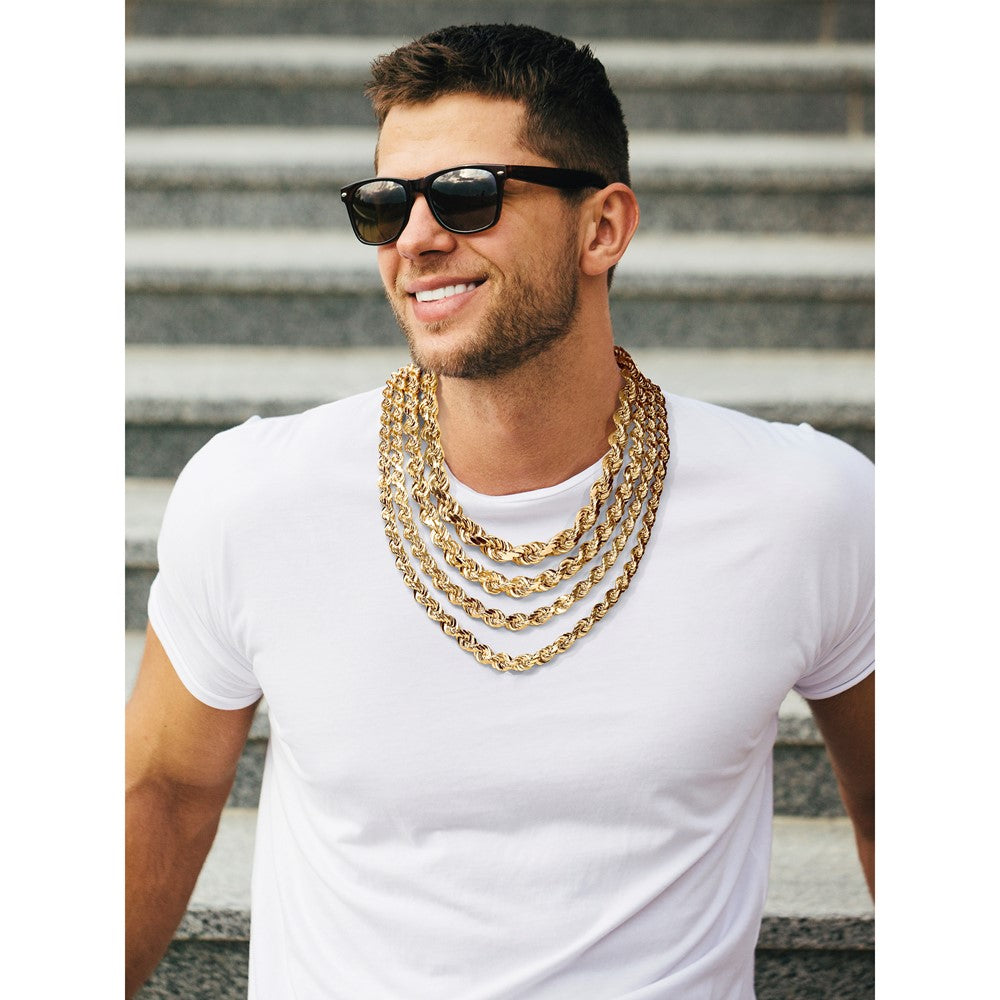 Gold (10K & 14K) Diamond-Cut Rope Chain — 12 mm