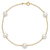 10k 7-8mm White Near-Round Freshwater Cultured Pearl 5-Station 9 inch Anklet