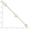 10k 7-8mm White Near-Round Freshwater Cultured Pearl 5-Station 9 inch Anklet