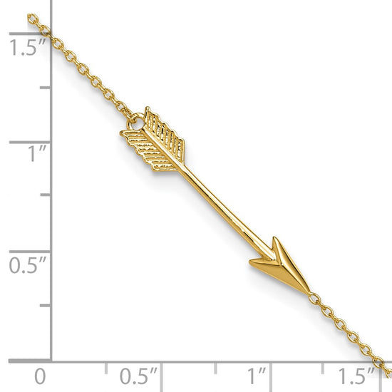 10k Polished Arrow 9 inch Plus 1 inch Extender - Total 10 inch Anklet