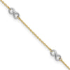 10K Two-tone Polished Infinity 5-Station 9 inch Plus 1 inch Extender - Total 10 inch Anklet