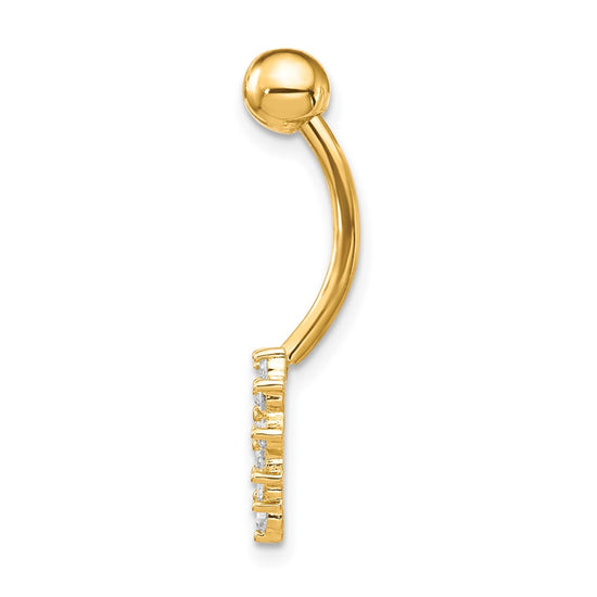 10k W/Cz Heart Belly Dangle