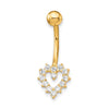 10k W/Cz Heart Belly Dangle