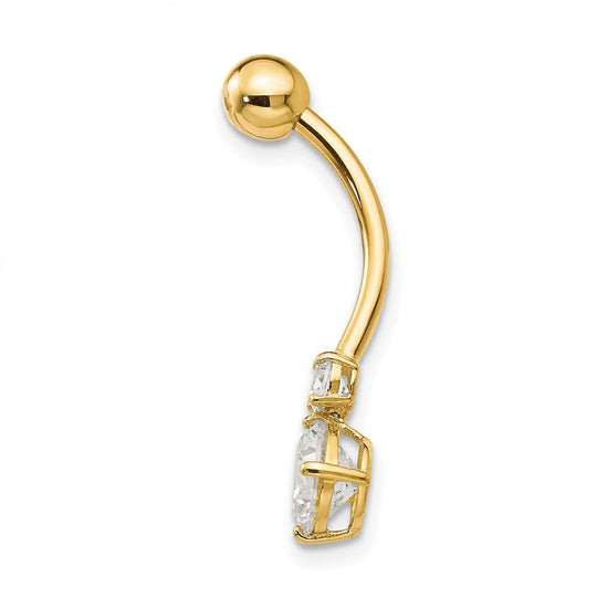 10k 14 Gauge 3mm and 6mm CZ Belly Dangle