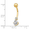10k 14 Gauge 3mm and 6mm CZ Belly Dangle