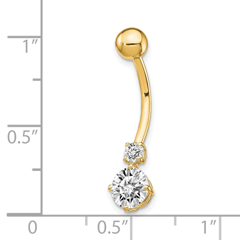 10k 14 Gauge 3mm and 6mm CZ Belly Dangle