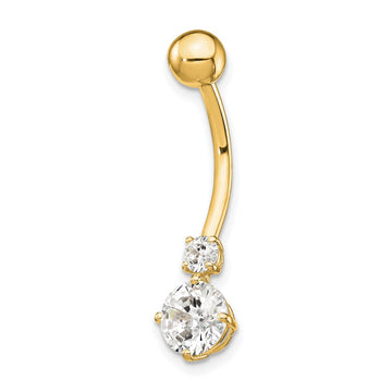 10k 14 Gauge 3mm and 6mm CZ Belly Dangle