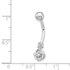 10k White Gold 14 Gauge 3mm and 6mm CZ Belly Dangle