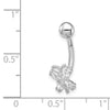 10k White Gold 14 Gauge CZ Butterfly Belly Dangle