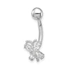 10k White Gold 14 Gauge CZ Butterfly Belly Dangle