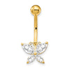 10k W/Large Cz Butterfly Belly Dangle