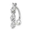 10k White Gold CZ Xoxo Belly Dangle