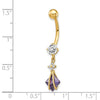 10k Square Amethyst CZ Belly Dangle