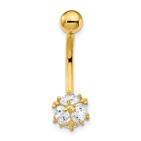 10k 7mm CZ Ball Belly Dangle