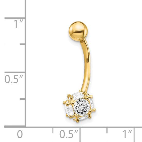 10k 7mm CZ Ball Belly Dangle