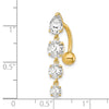 10k Clear CZ 4-Stone Belly Dangle