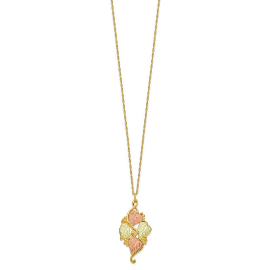 10k and 12k Tri-color Black Hills Gold Grapes and Leaves 14k Gold-filled Chain 18 inch Necklace