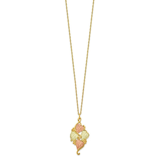 10k and 12k Tri-color Black Hills Gold Grapes and Leaves 14k Gold-filled Chain 18 inch Necklace