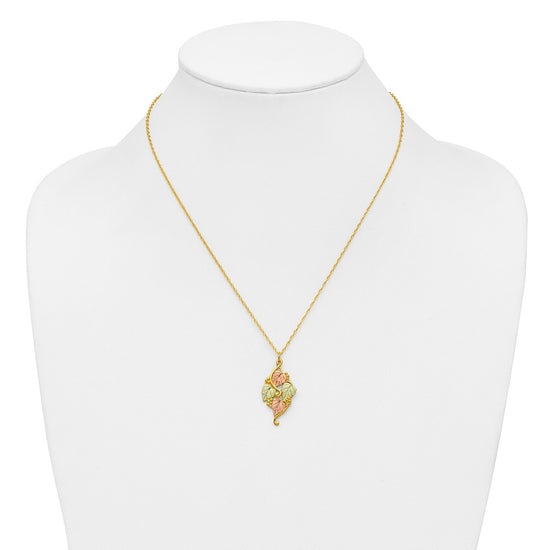 10k and 12k Tri-color Black Hills Gold Grapes and Leaves 14k Gold-filled Chain 18 inch Necklace