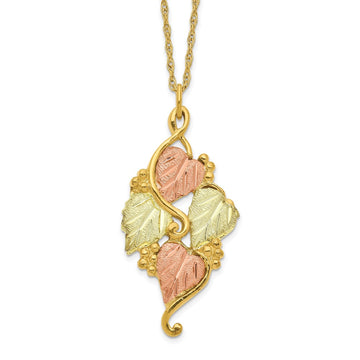 10k and 12k Tri-color Black Hills Gold Grapes and Leaves 14k Gold-filled Chain 18 inch Necklace