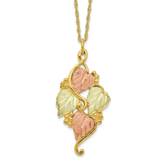 10k and 12k Tri-color Black Hills Gold Grapes and Leaves 14k Gold-filled Chain 18 inch Necklace