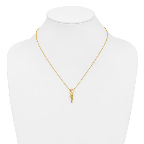 10k Tri-color Black Hills Gold Diamond Rose Necklace
