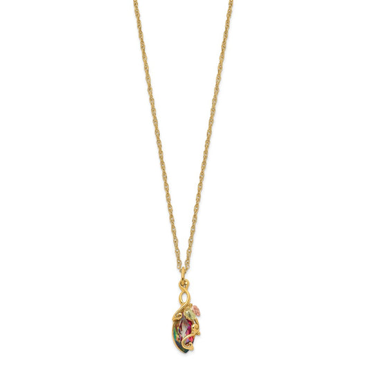 10k and 12k Tri-color Black Hills Gold Marquise Mystic Fire Topaz 14k Gold-filled Chain 18 inch Necklace