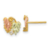 10k and 12k Tri-color Black Hills Gold Leaves 1/20 carat Diamond Post Earrings