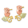 10k and 12k Tri-color Black Hills Gold Rosebud and Leaf Post Earrings